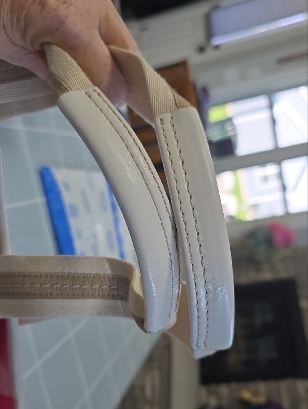 Coach Pink Patterned Tote with Cream Handles - Picture 6 of 13